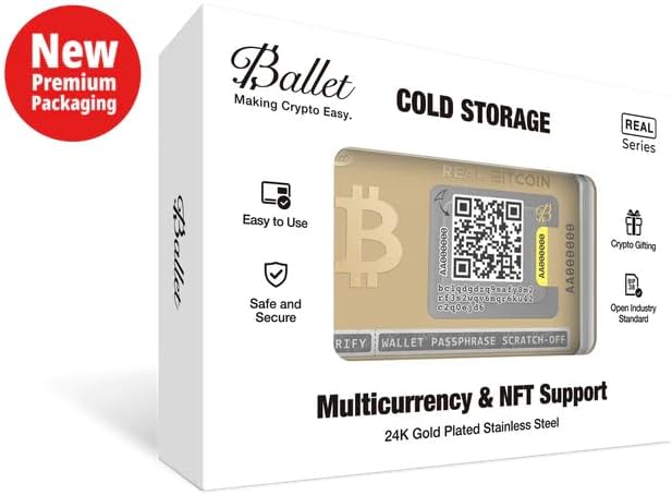 Ballet REAL Bitcoin - Tarjeta de almacenamiento en frío de acero in...