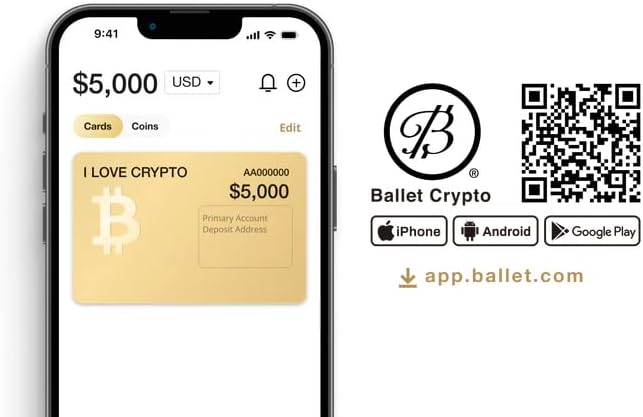Ballet REAL Bitcoin - Tarjeta de almacenamiento en frío de acero in...