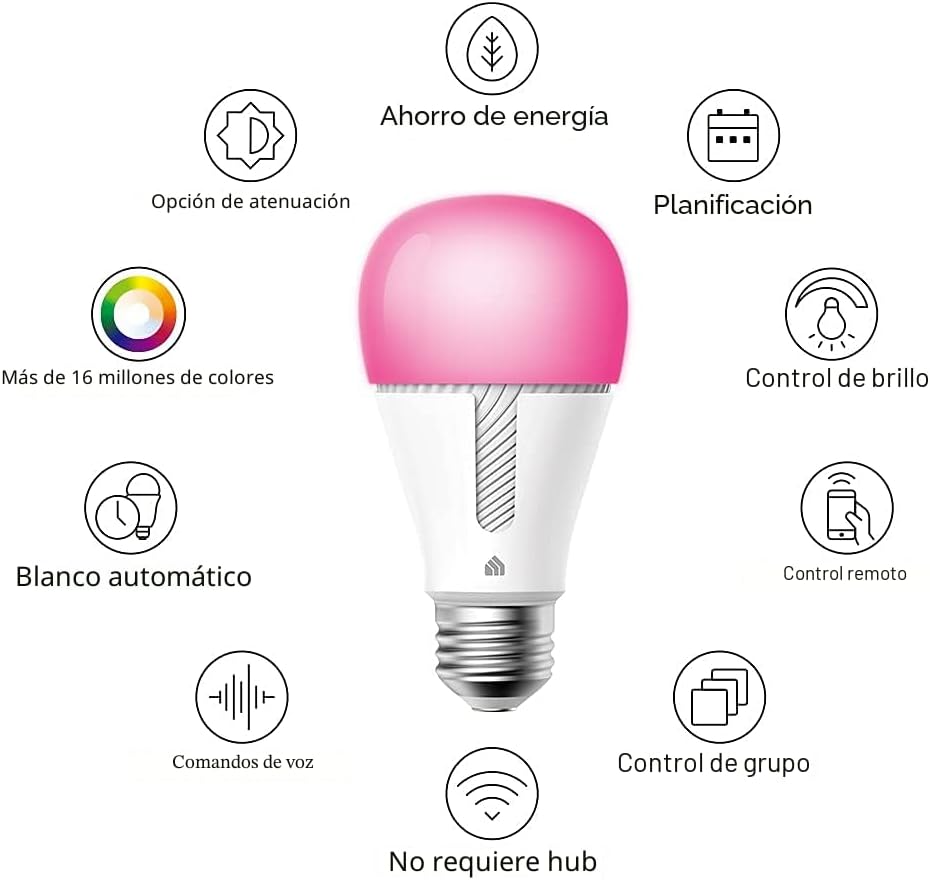 Bombilla Kasa Smart, bombilla inteligente WiFi regulable de cambio...