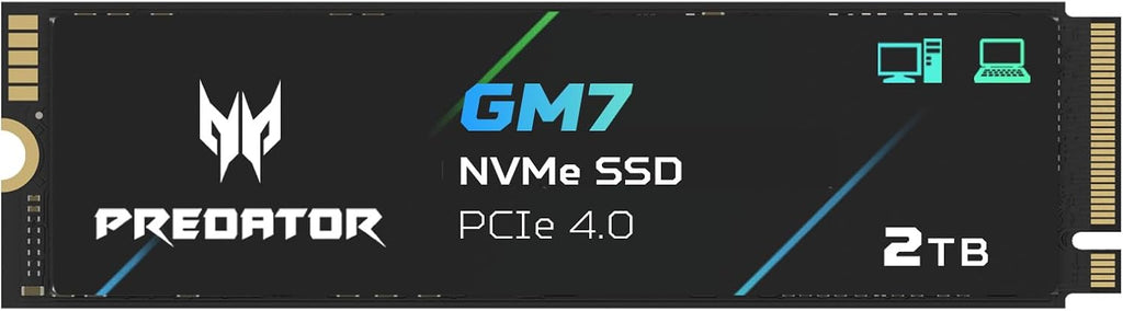 Acer Predator GM7 2TB SSD: M.2 2280 PCIe Gen 4 x4 NVMe 2.0, velocid...