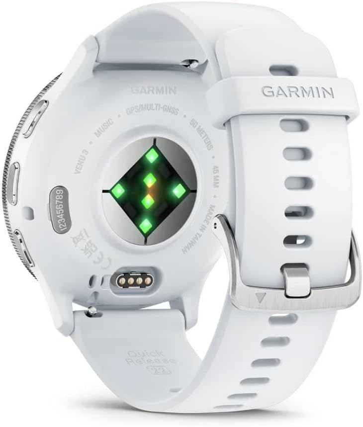 Garmin Venu 3 Bisel de acero inoxidable plateado de 1.4 pulgadas co...