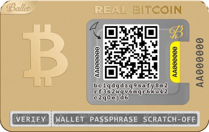 Ballet REAL Bitcoin - Tarjeta de almacenamiento en frío de acero in...