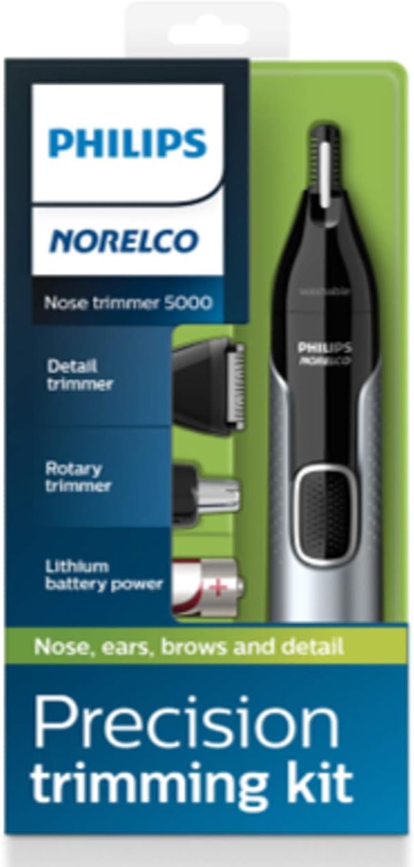 Recortador Philips Norelco 5000, para nariz, orejas y cejas, Negro...