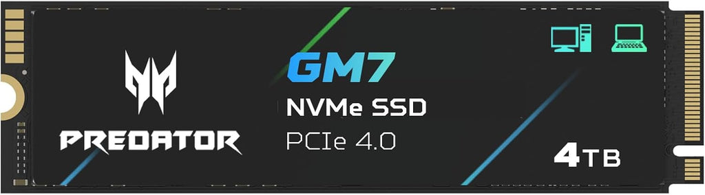 Acer Predator GM7 4TB SSD: M.2 2280 PCIe Gen 4 x4 NVMe 2.0, velocid...