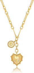 CLASSYZINT Collar con colgante de cabeza de león y moneda de corazó...