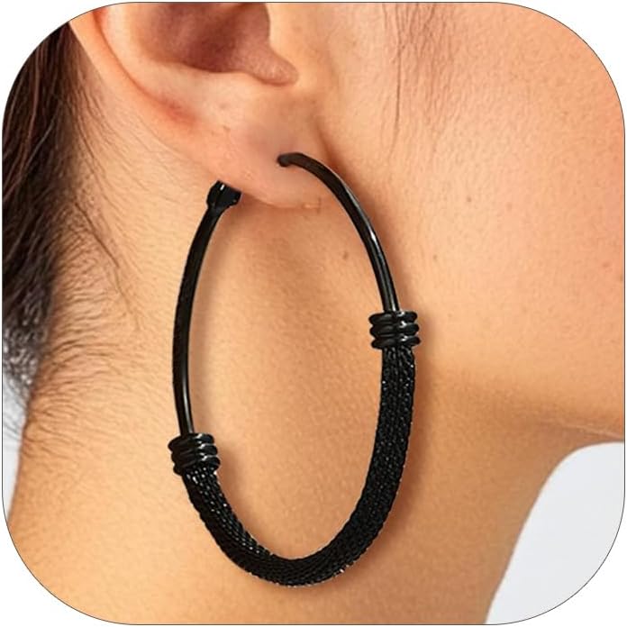 PROSTEEL 12\/16\/24\/32\/40 Pulgadas Aretes de Aro Gruesos para Muj...
