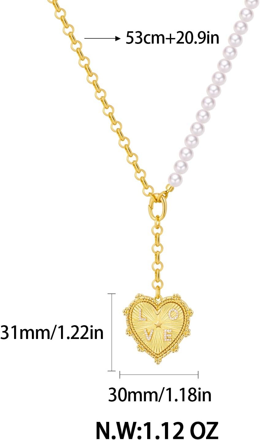 CLASSYZINT Collar con colgante de cabeza de león y moneda de corazó...