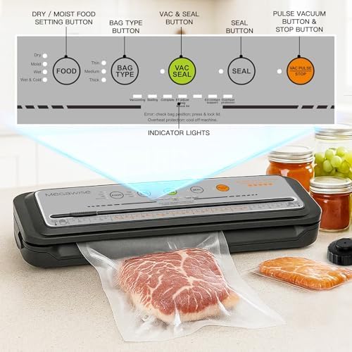 MEGAWISE Juego de sellador de alimentos Deluxe, modos seco y húmedo...