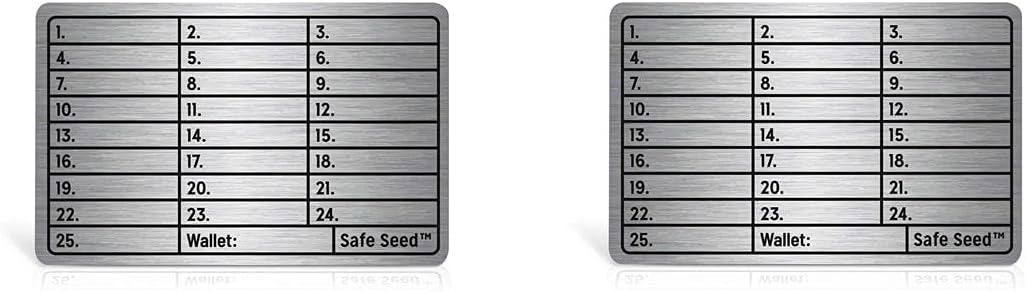 Safe Seed Cartera de metal Edición Titanio 12-25 Word Recovery Pass...