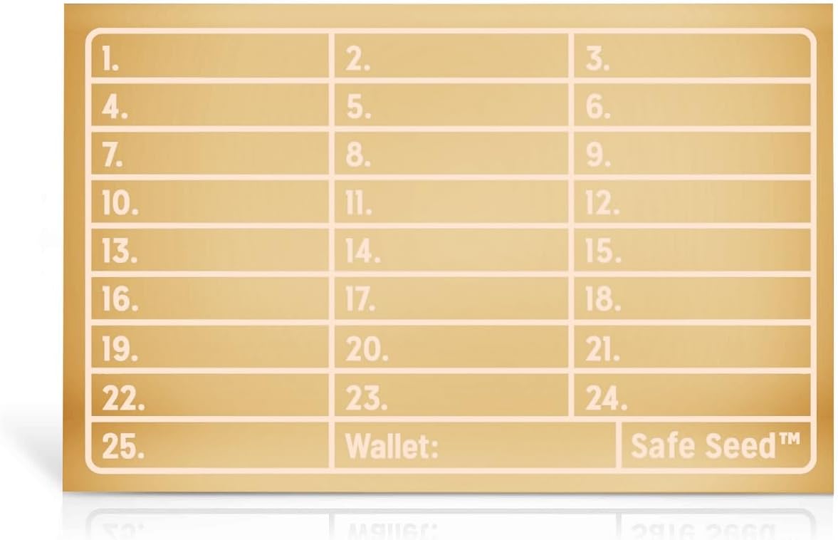 [Edición de latón] Safe Seed Crypto Metal Wallet Stamp Plate \u2013...