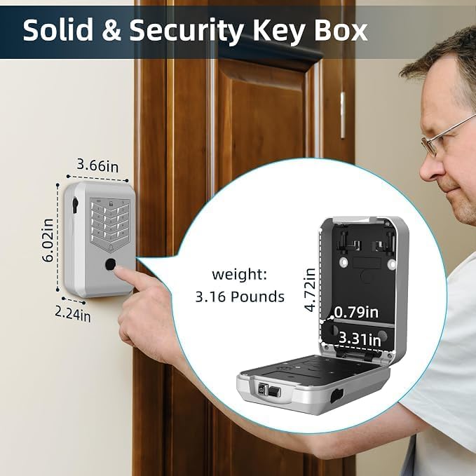 KENRONE Caja de bloqueo inteligente con llave, cajas de llaves de m...