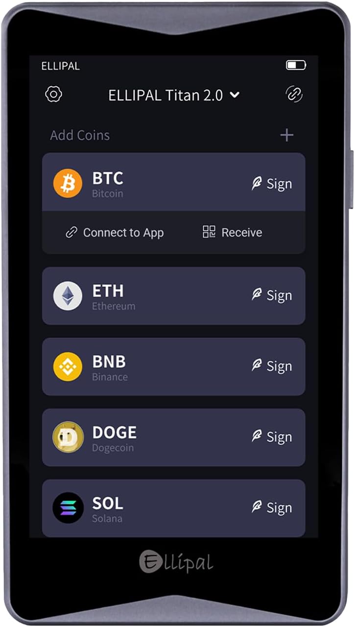 ELLIPAL Titan 2.0 Air-Gapped Crypto Wallet - Cartera fría para Bitc...