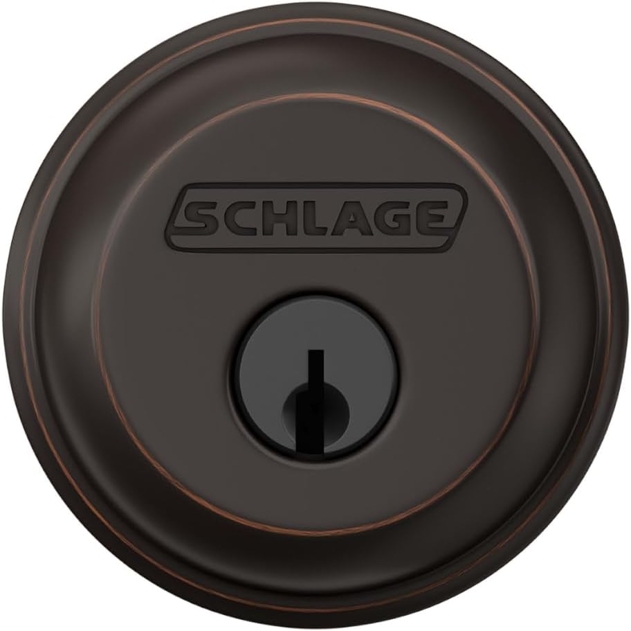 Cerrojo para puerta delantera de un solo cilindro Schlage, bronce e...
