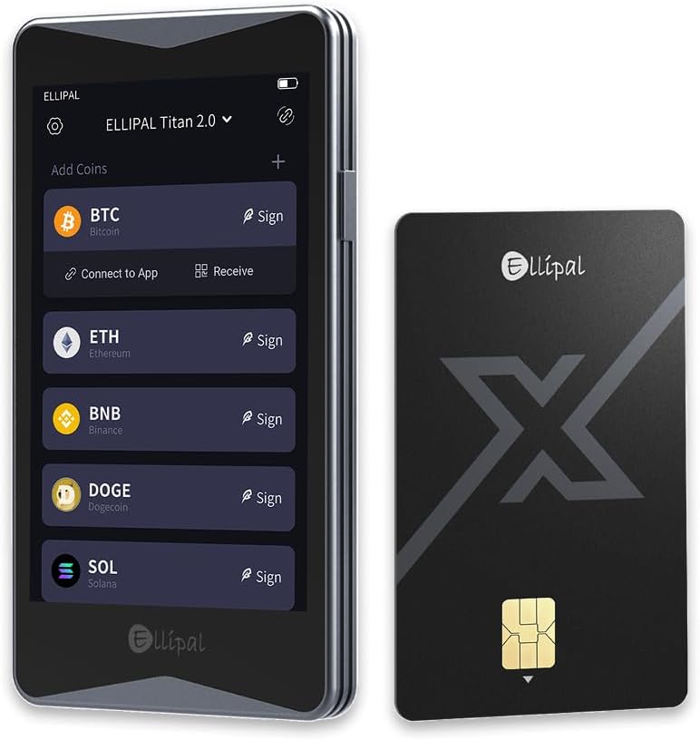 ELLIPAL Titan 2.0 + X Card Crypto Wallet Bundle \u2013 Billetera fr...