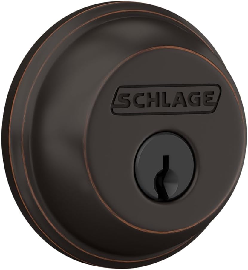 Cerrojo para puerta delantera de un solo cilindro Schlage, bronce e...