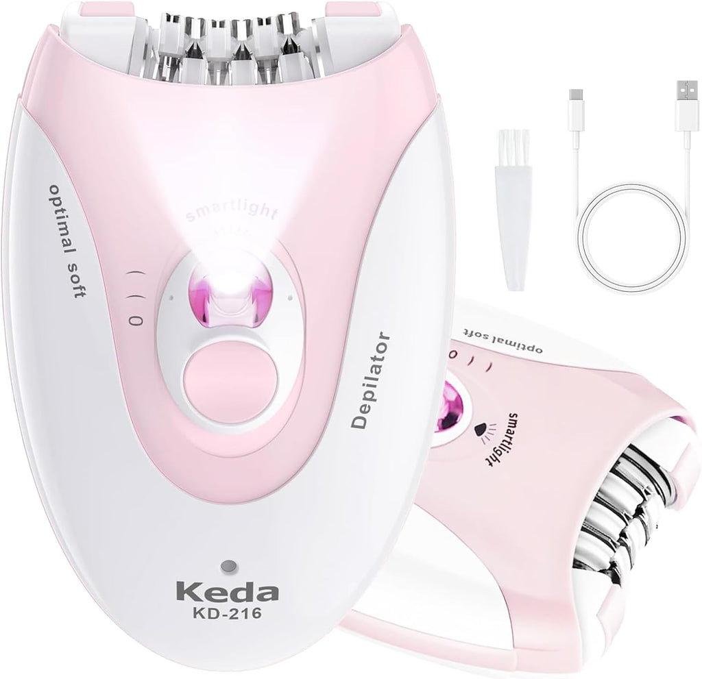 Depiladora para mujer, dispositivo de depilación facial de 2 veloci...