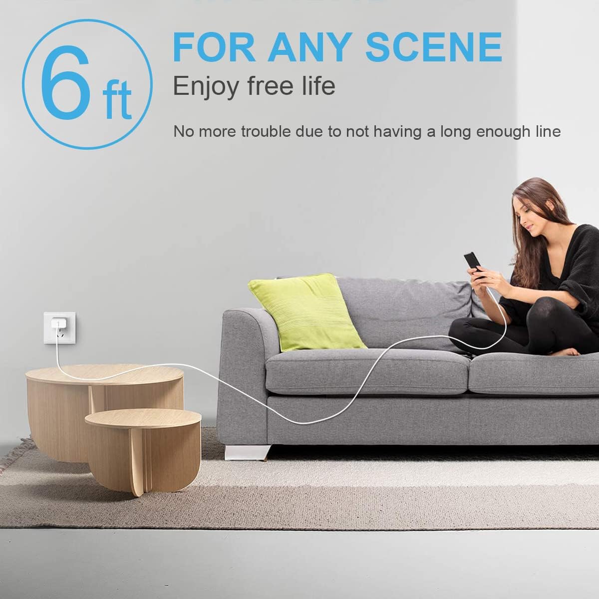Cargador rápido para iPhone, 3+3 unidades, cargador de pared USB C...