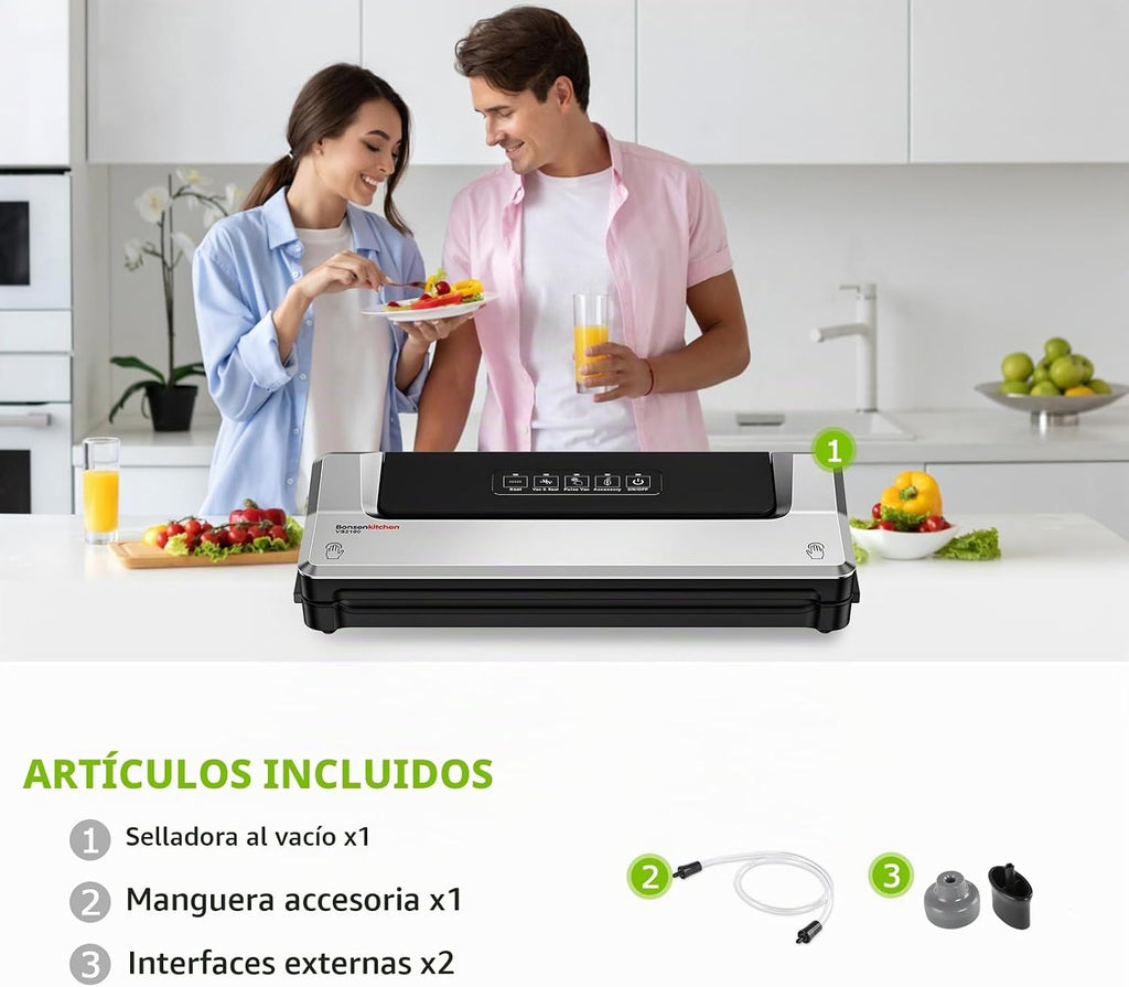 Bonsenkitchen - Máquina selladora al vacío, múltiples modos para la...
