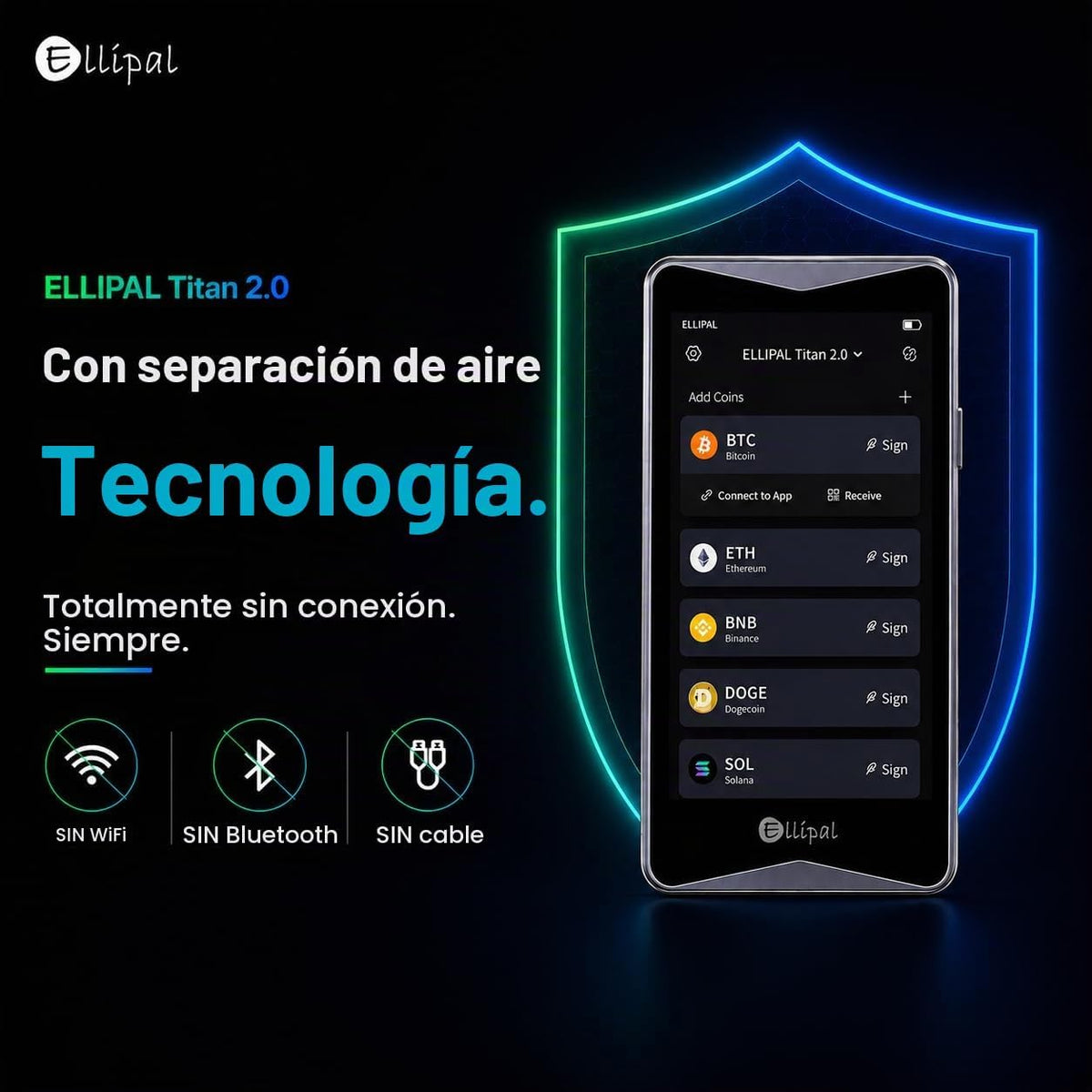 ELLIPAL Titan 2.0 Air-Gapped Crypto Wallet - Cartera fría para Bitc...