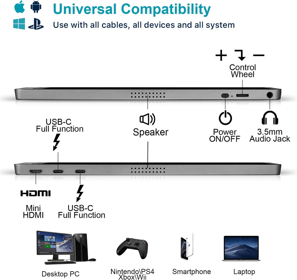 KYY Monitor portátil de 15.6 pulgadas 1080P FHD USB-C, pantalla de...