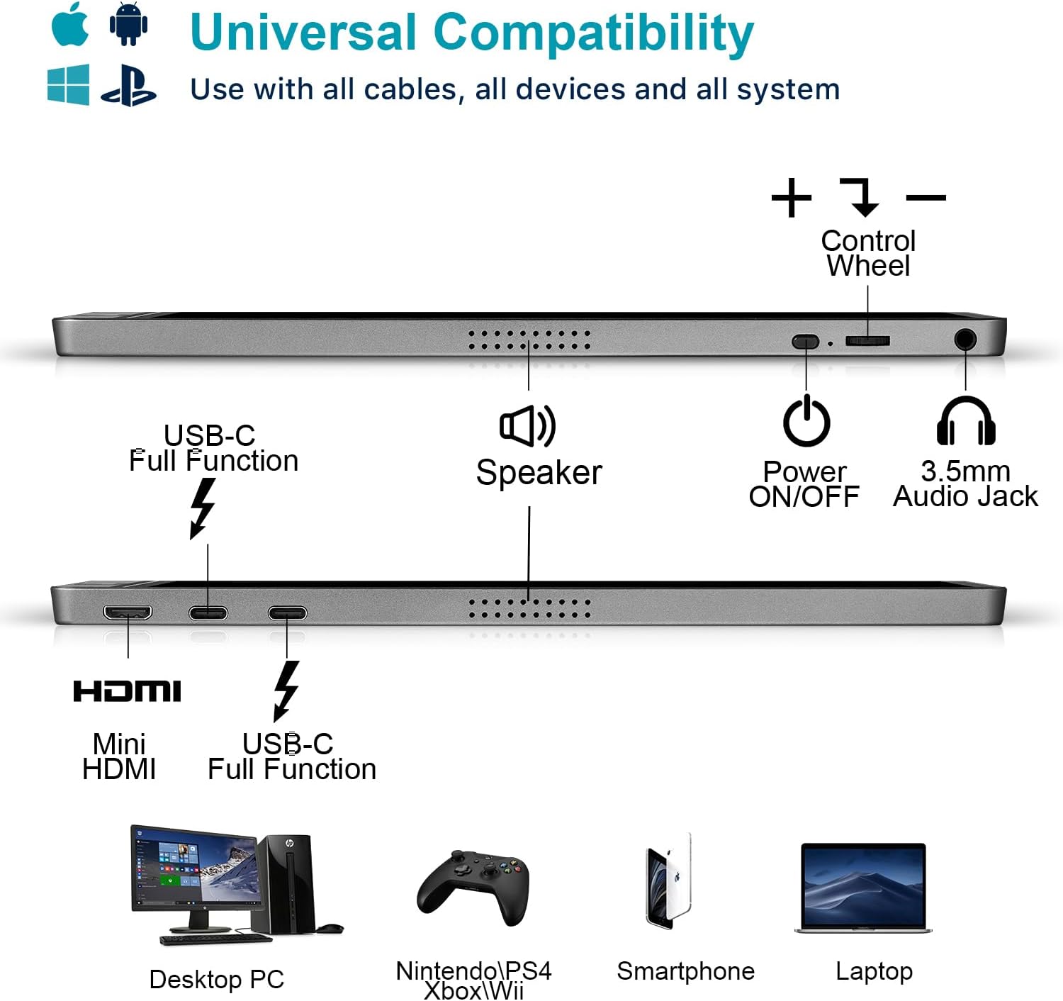 KYY Monitor portátil de 15.6 pulgadas 1080P FHD USB-C, pantalla de...