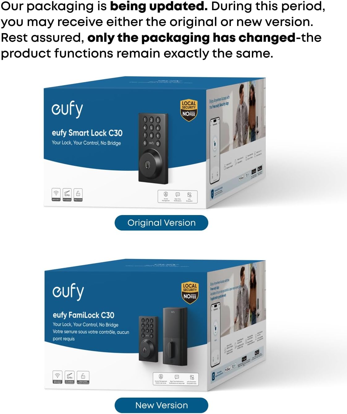 eufy Security Smart Lock C30, Cerradura de puerta de entrada sin ll...