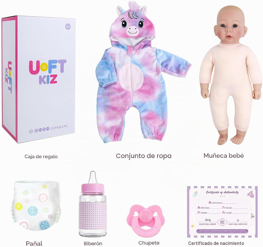 UOFTKIZ Real Life Baby Doll Girl - Muñeca realista de 17 pulgadas c...
