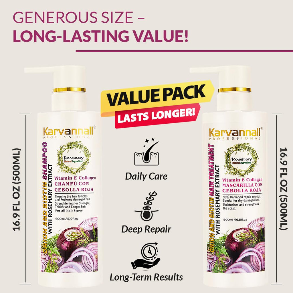 Rosemary Biotin Shampoo &amp; Hair Mask Set | Extracto de cebolla,...