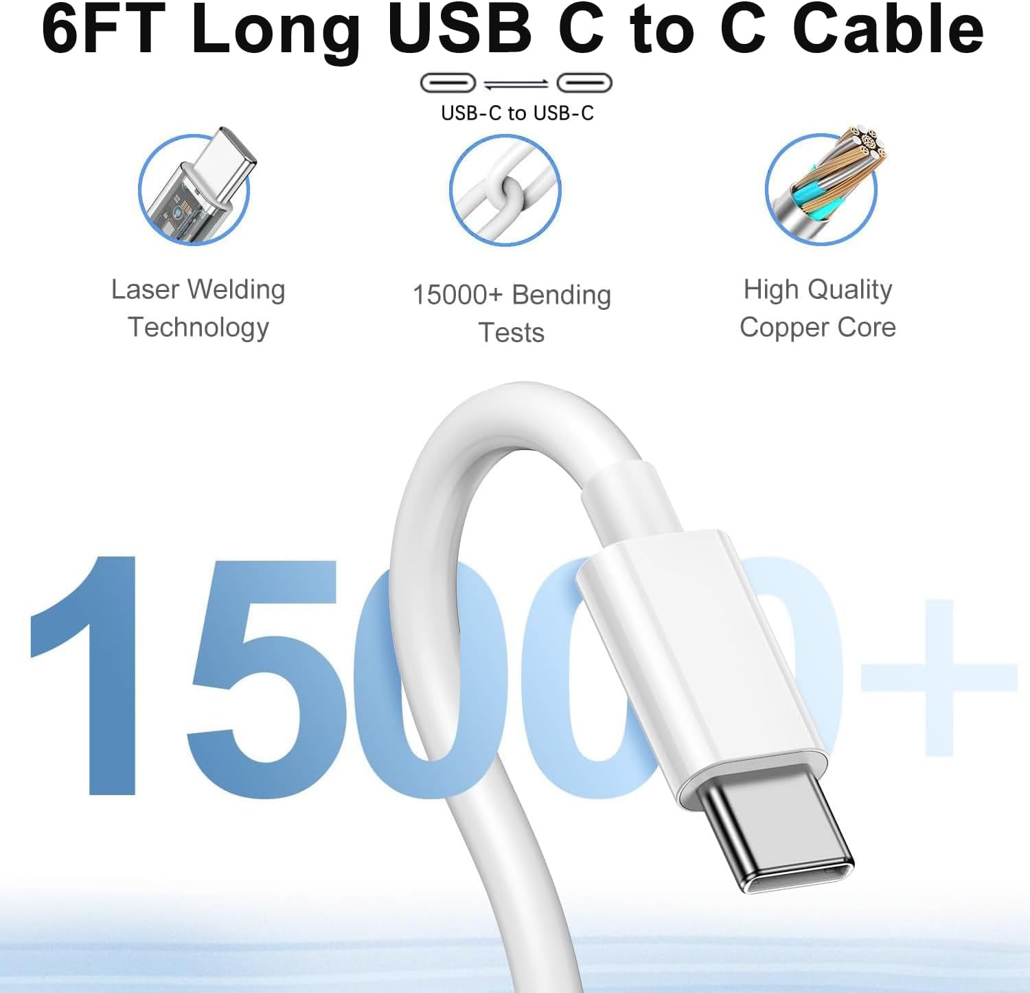 Cargador rápido USB C para iPhone 15, carga rápida, paquete de 2, b...