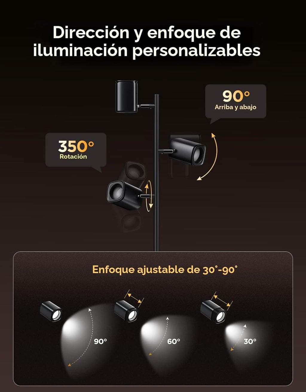 Lámpara de pie Govee en forma de árbol compatible con Matter, 3 luc...