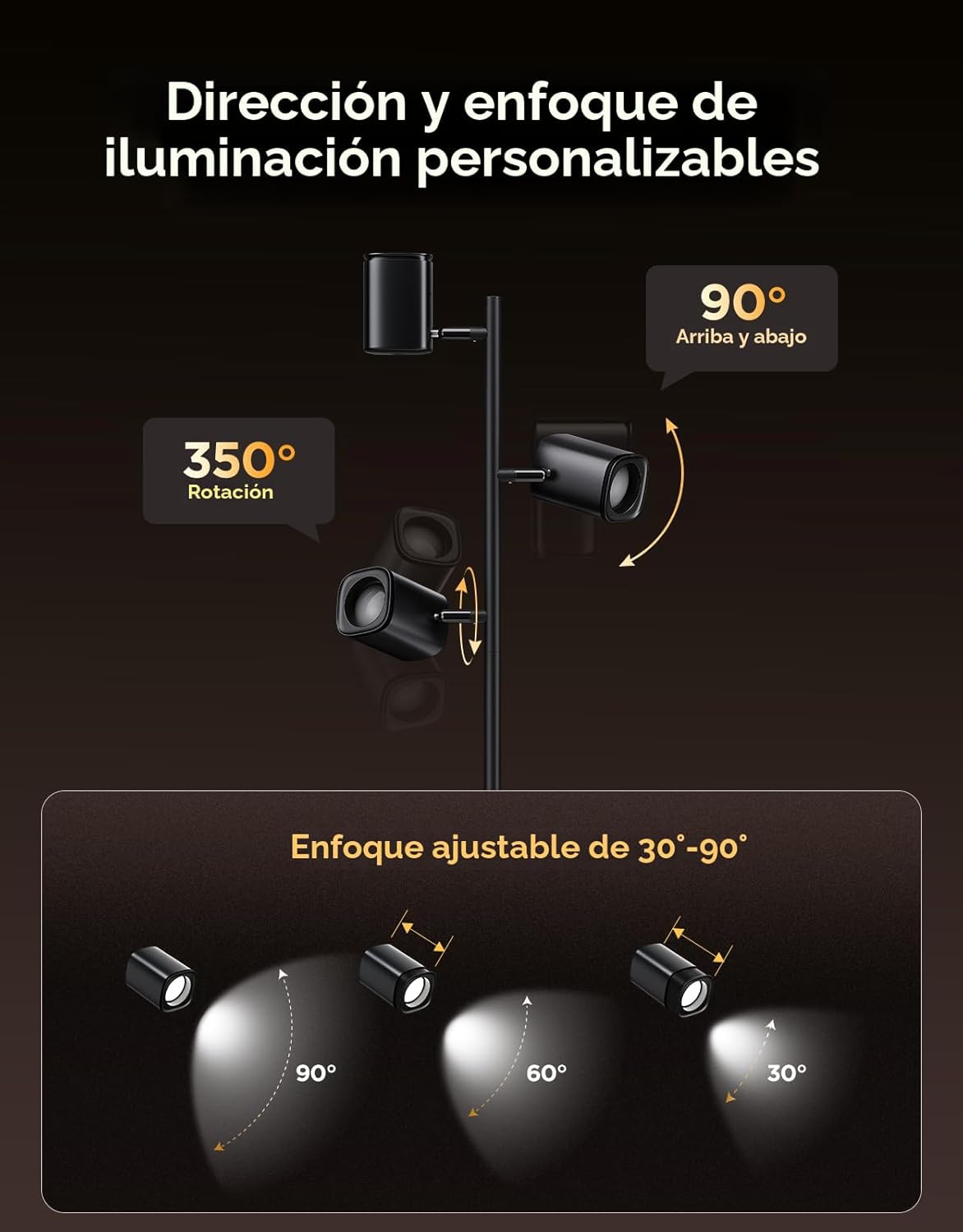 Lámpara de pie Govee en forma de árbol compatible con Matter, 3 luc...