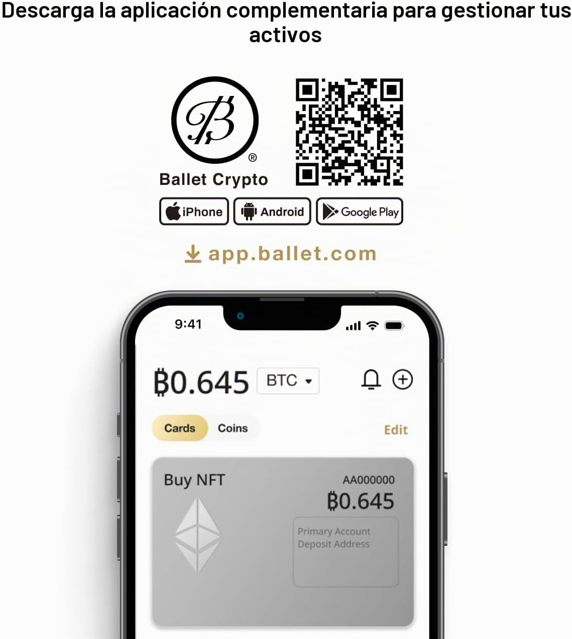 Ballet Ethereum - Tarjeta de almacenamiento en frío, acero inoxidab...
