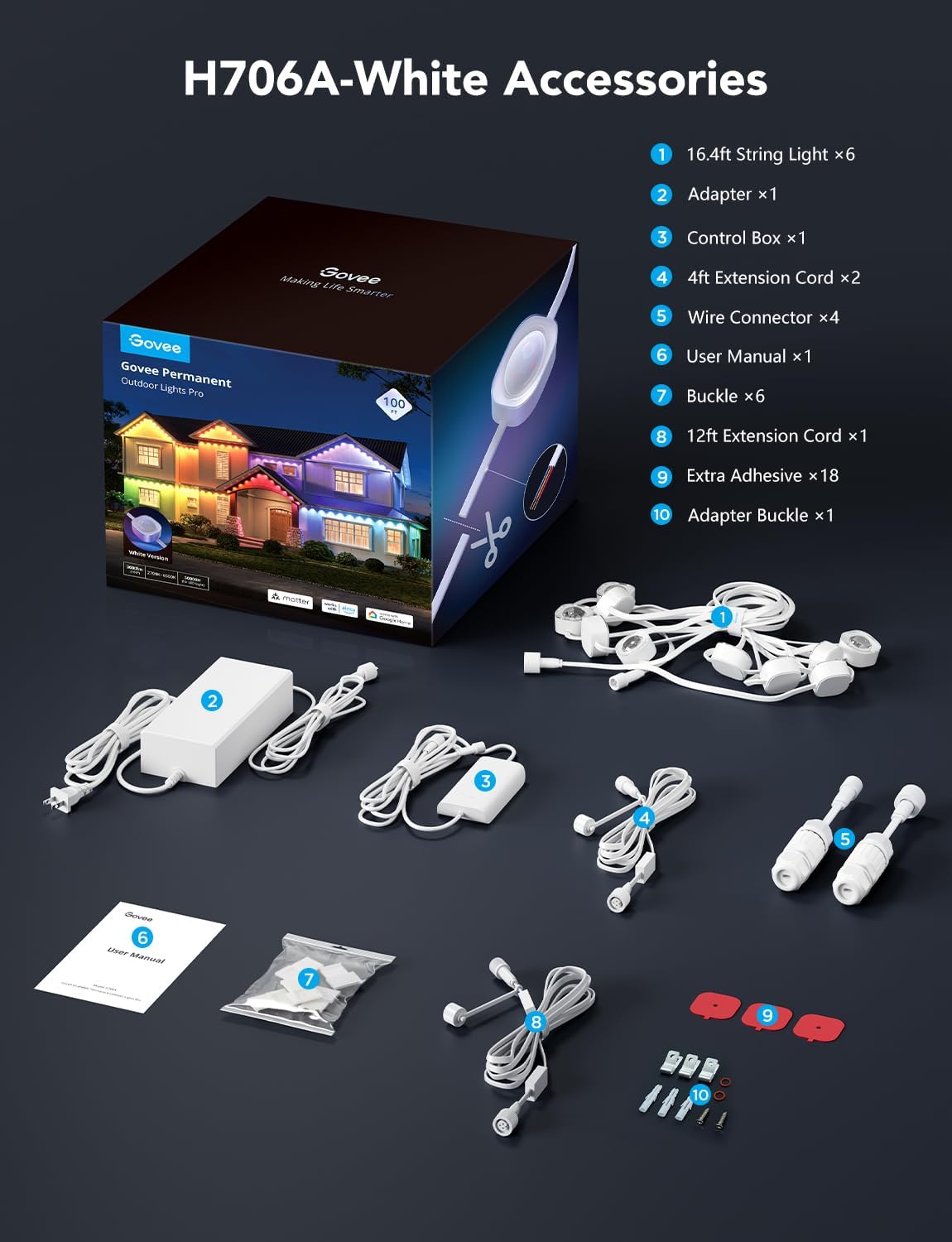 Govee Luces permanentes para exteriores Pro, 100 pies con 60 luces...