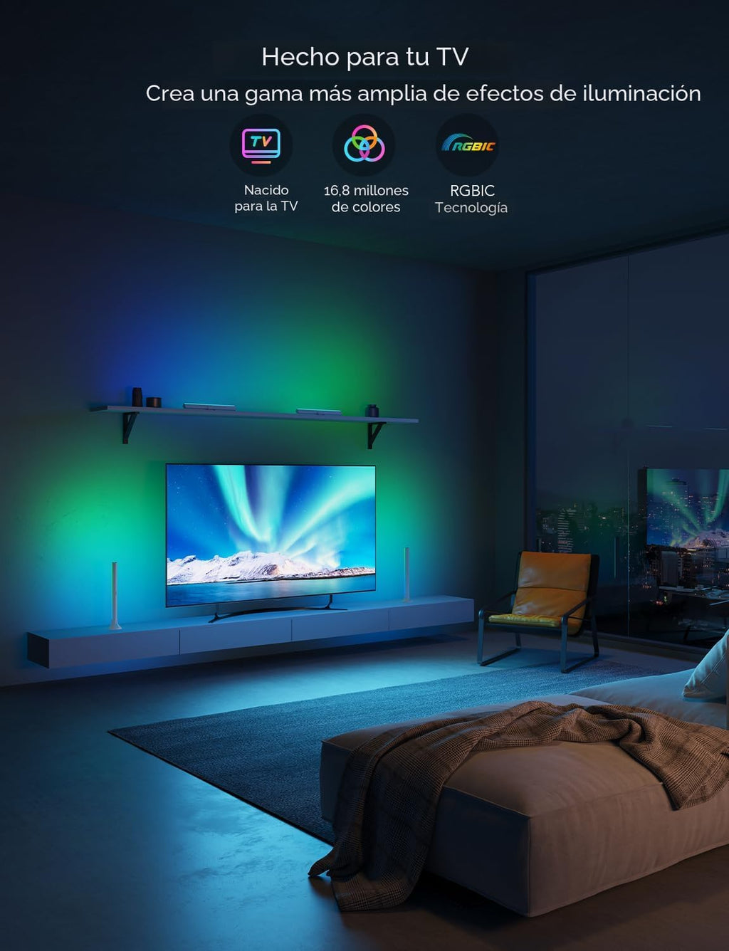 Govee - Barras de luz RGBIC, retroiluminación WiFi de TV de 15 pulg...