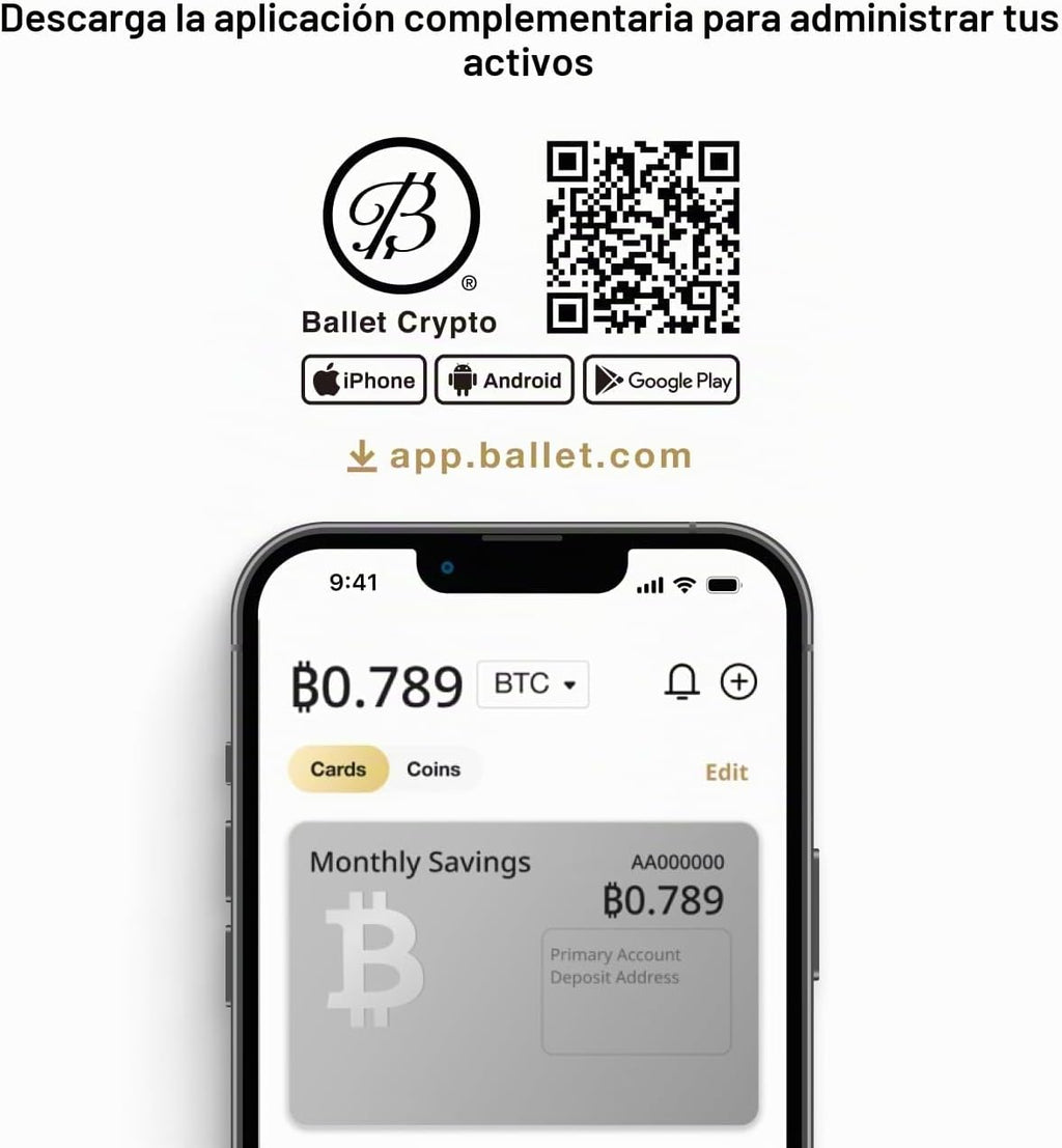 Ballet Bitcoin Hardware Wallet Card - Almacenamiento en frío sin co...