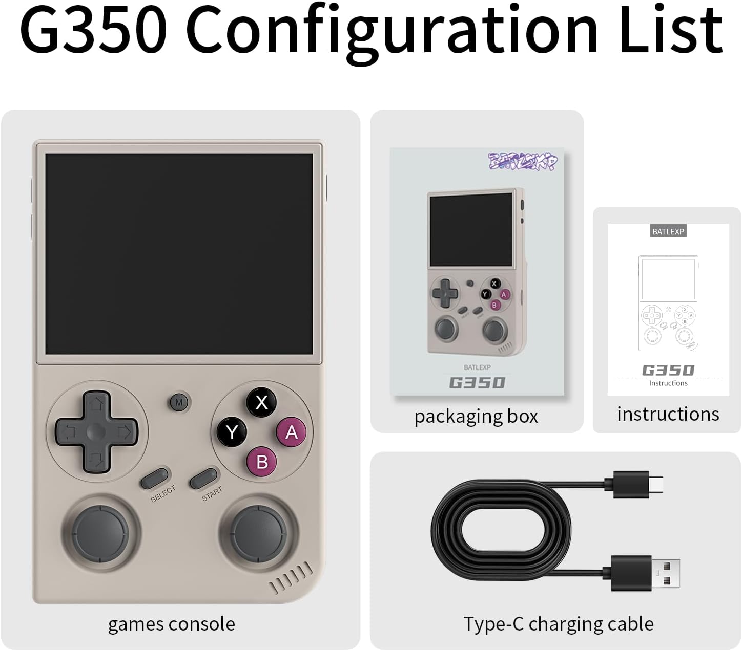 Consola de juegos portátil G350, pantalla IPS de 3.5 pulgadas, sist...