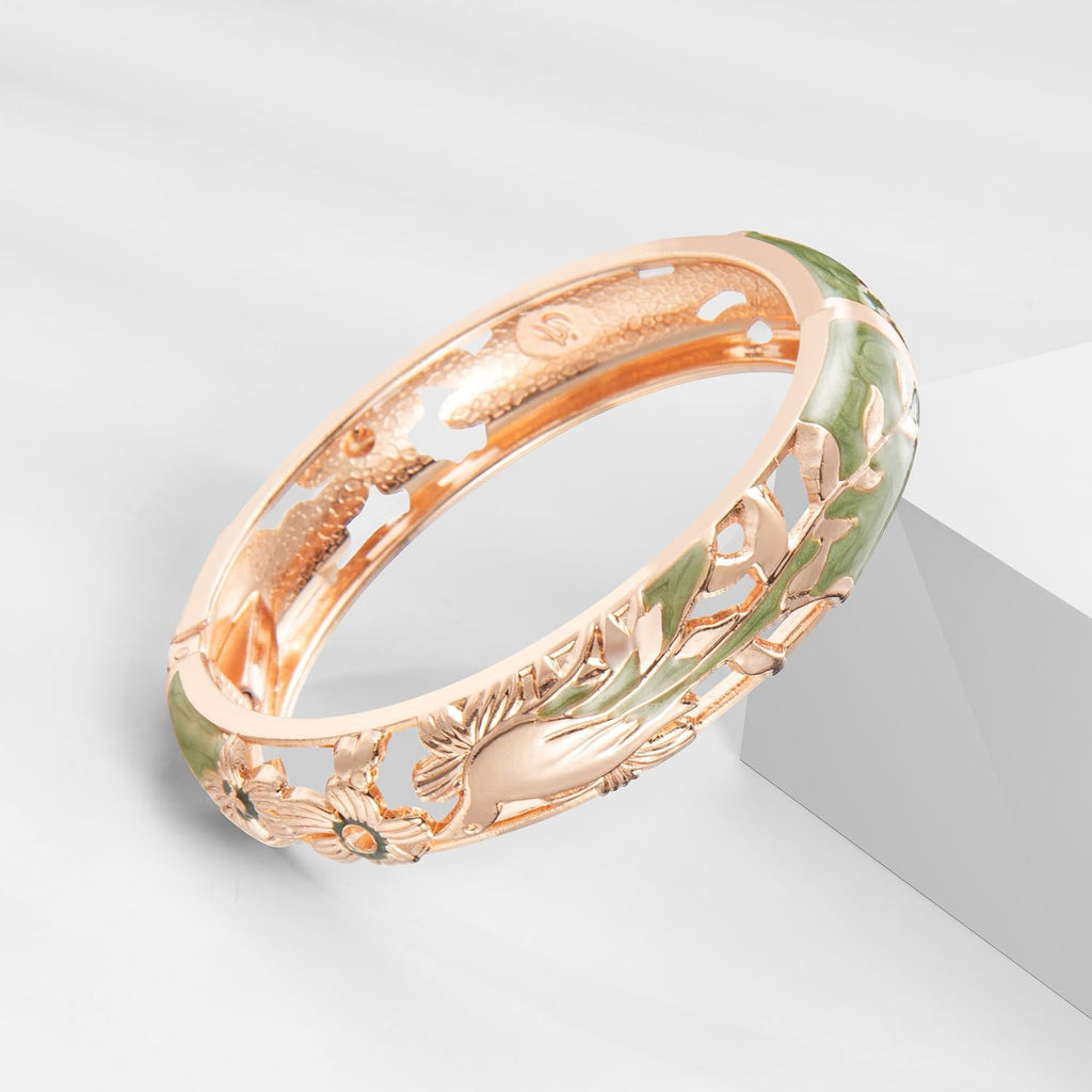 UJOY Vintage Jewelry Cloisonne - Pulsera de brazalete con bisagras...