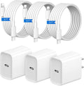 Cargador rápido para iPhone, 3+3 unidades, cargador de pared USB C...