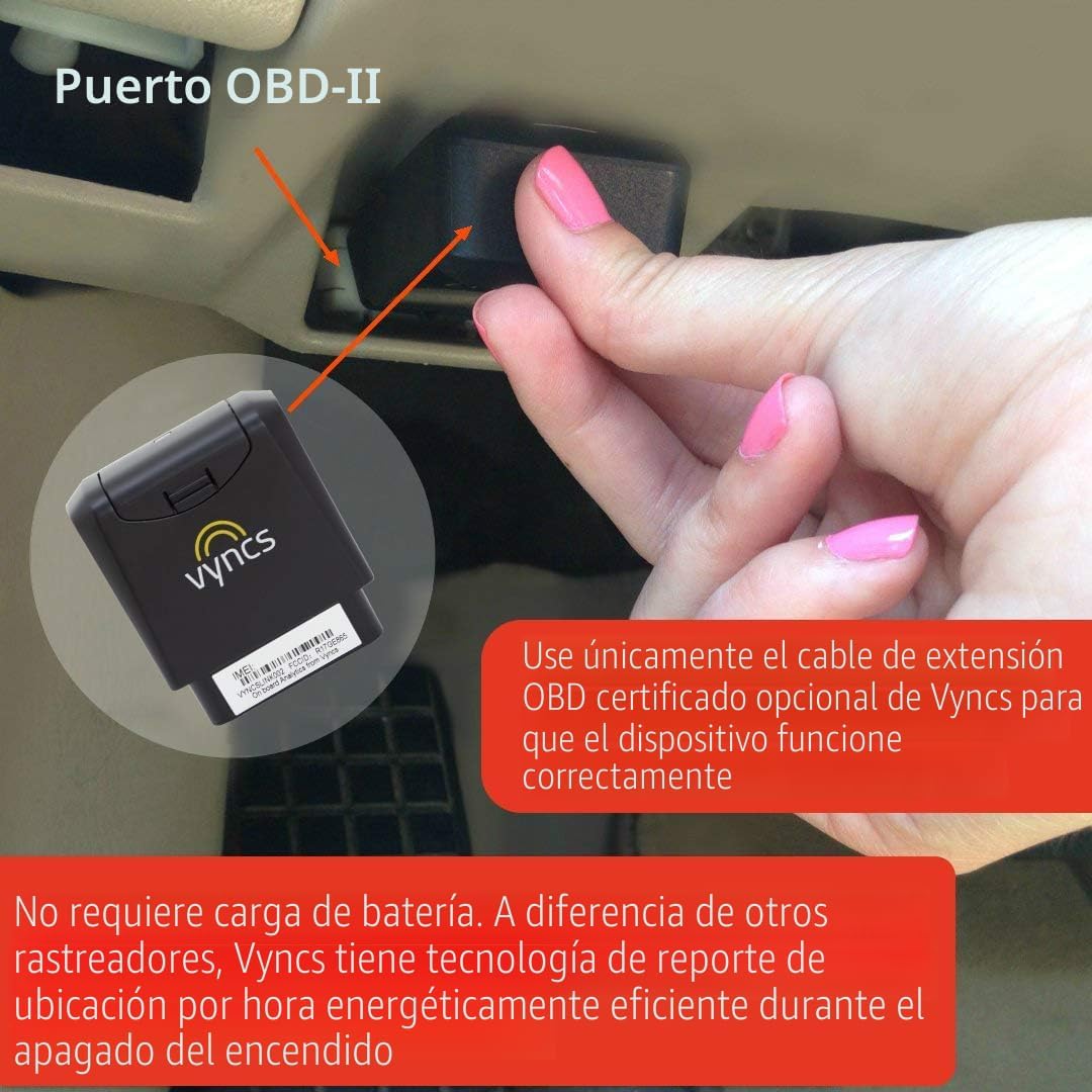 Vyncs enlace OBD conectado para auto sin pago mensual, GPS de auto...