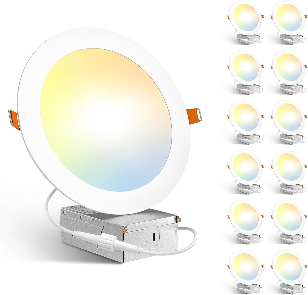 Amico Paquete de 12 lámparas empotrables LED ultrafinas de 7 pulgad...