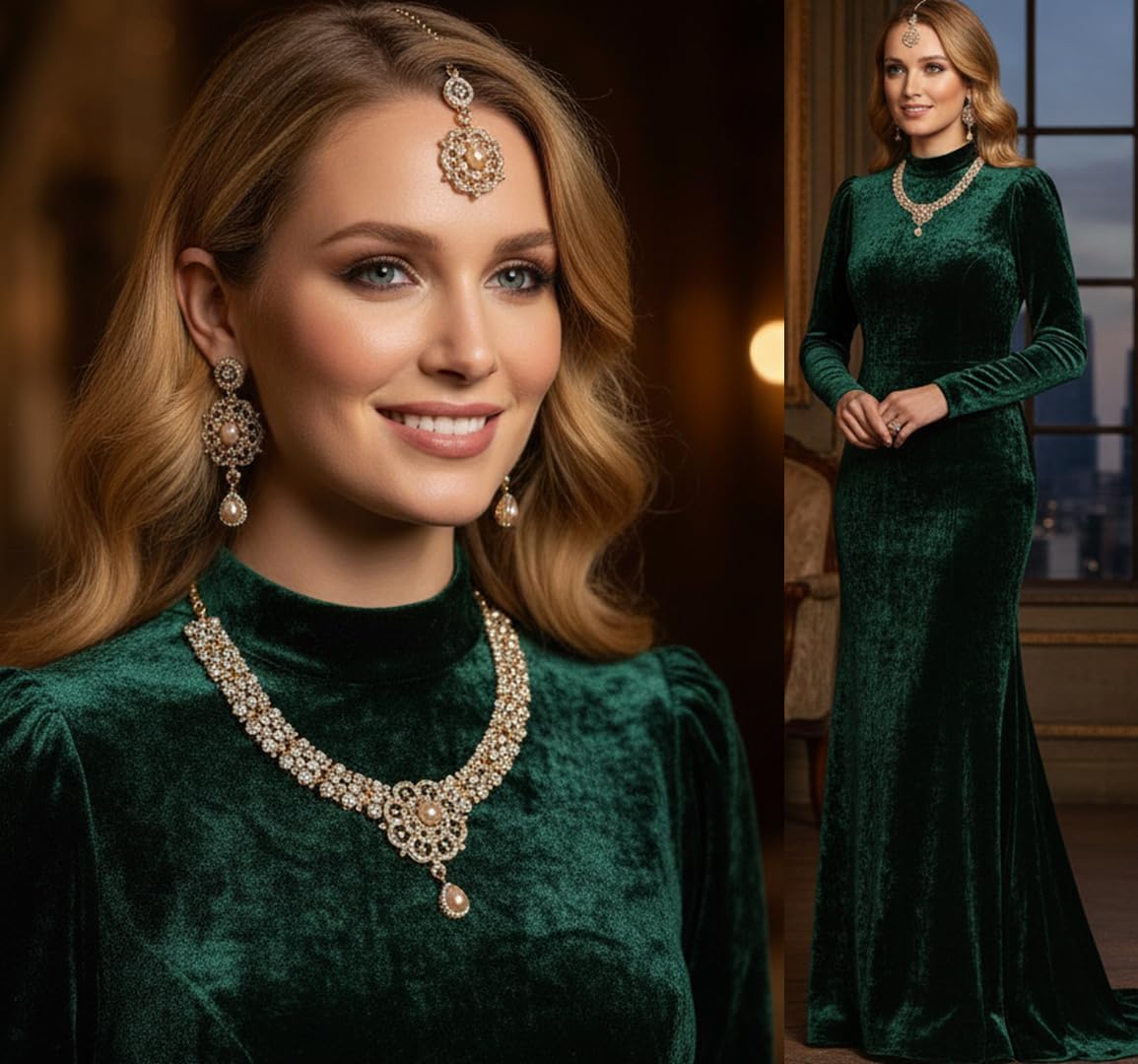 Conjuntos de joyas Touchstone para mujer, joyería india para boda,...