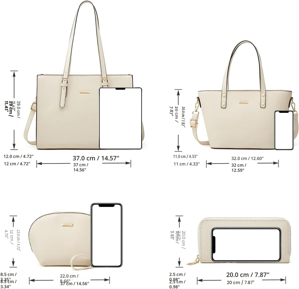 Juego de 4 bolsas modernos para mujer de cuero sintético: bolso tot...