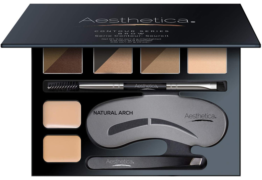 Aesthetica Kit de contorno de cejas de 16 piezas, paleta de maquill...
