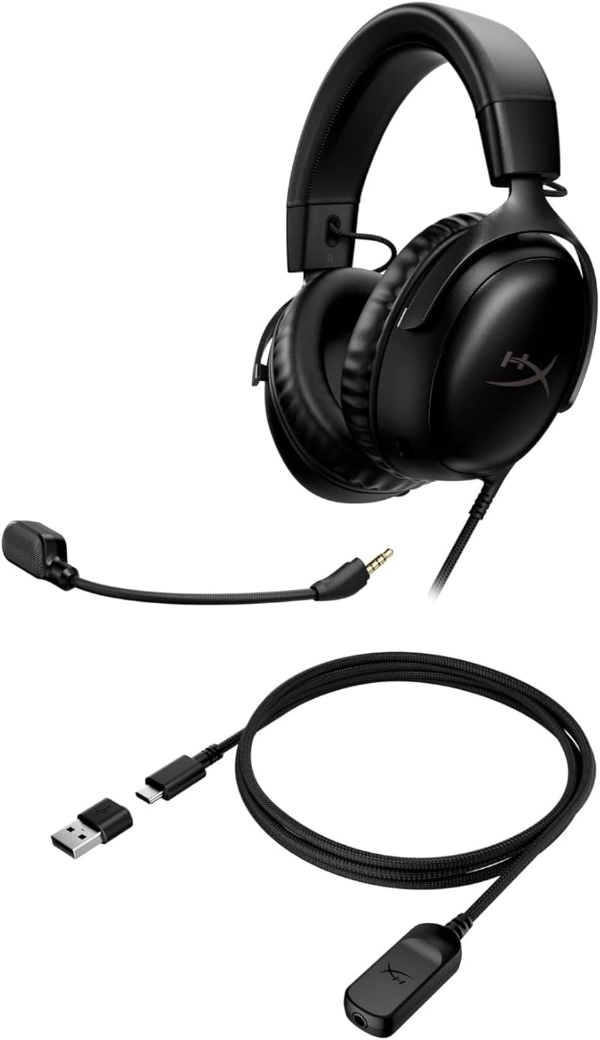 HyperX Cloud III - Auriculares con cable para juegos, bocinas en án...