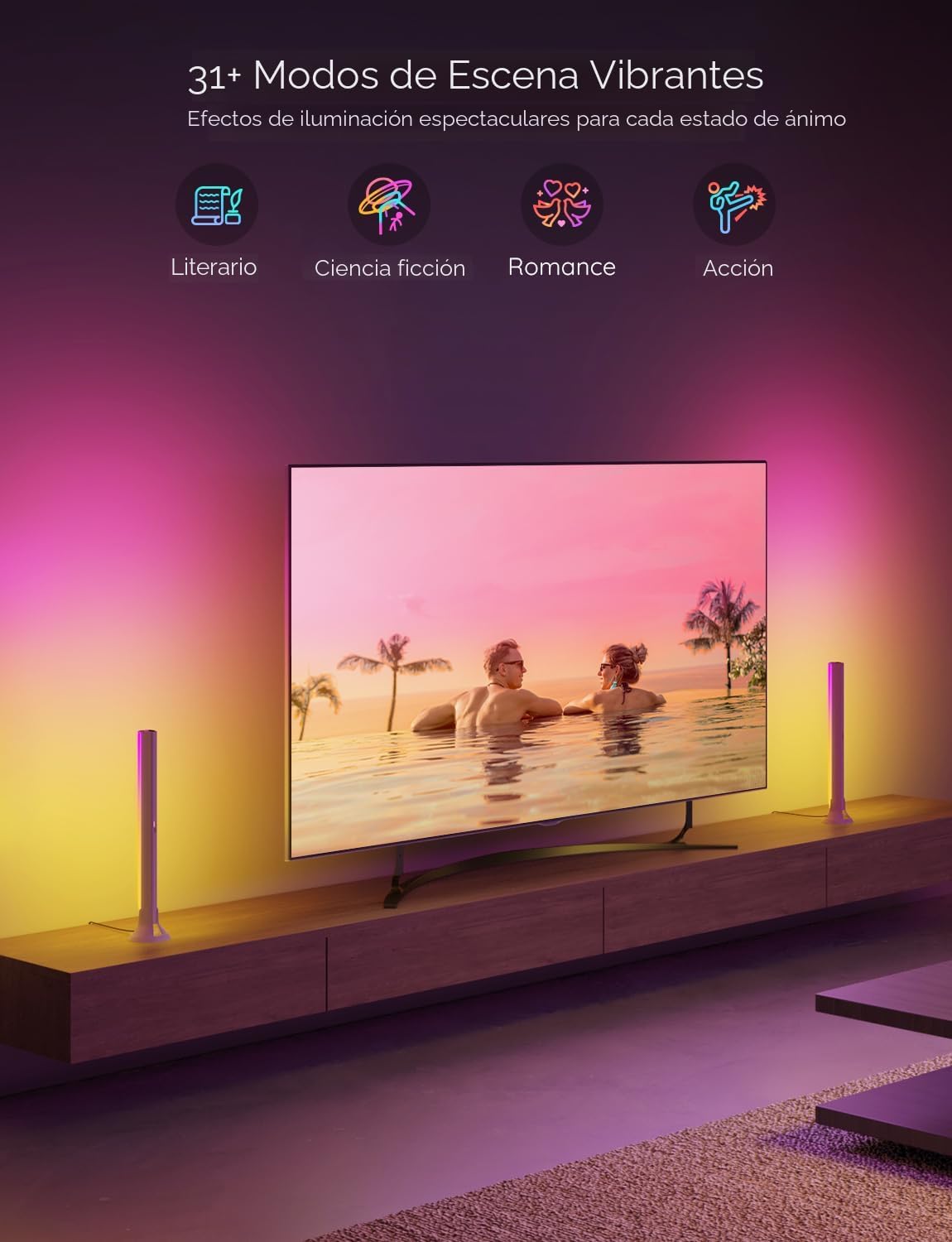 Govee - Barras de luz RGBIC, retroiluminación WiFi de TV de 15 pulg...