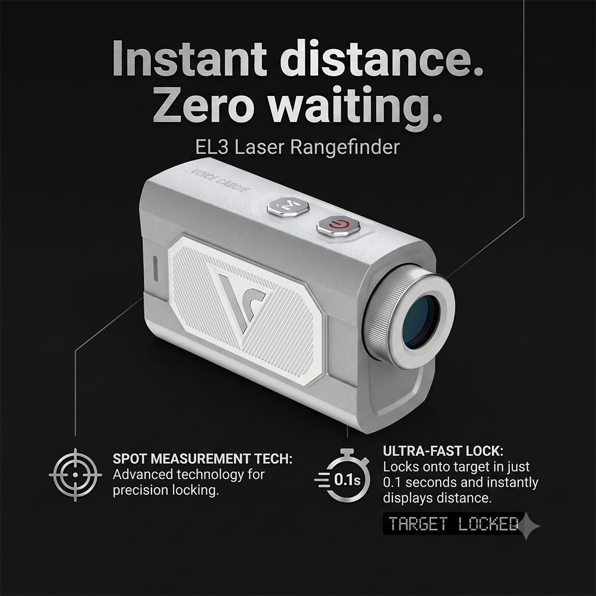 Voice Caddie Telémetro de golf láser EL3 con modo bola a pasador, p...