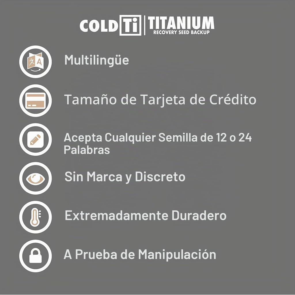 ColdTi - Placas de semillas de Bitcoin de titanio para almacenamien...