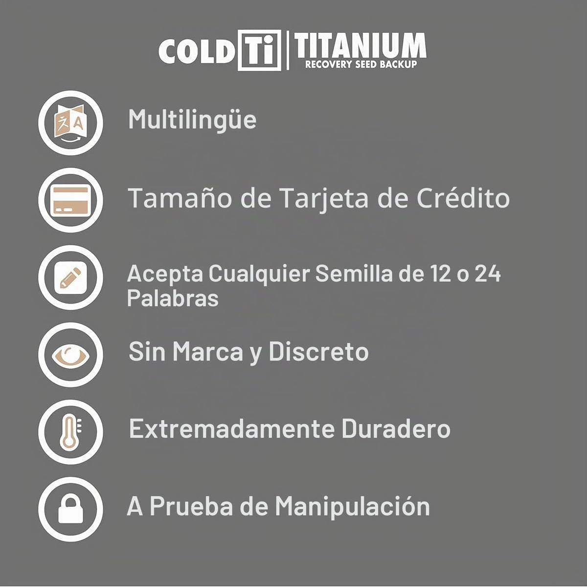 ColdTi - Placas de semillas de Bitcoin de titanio para almacenamien...