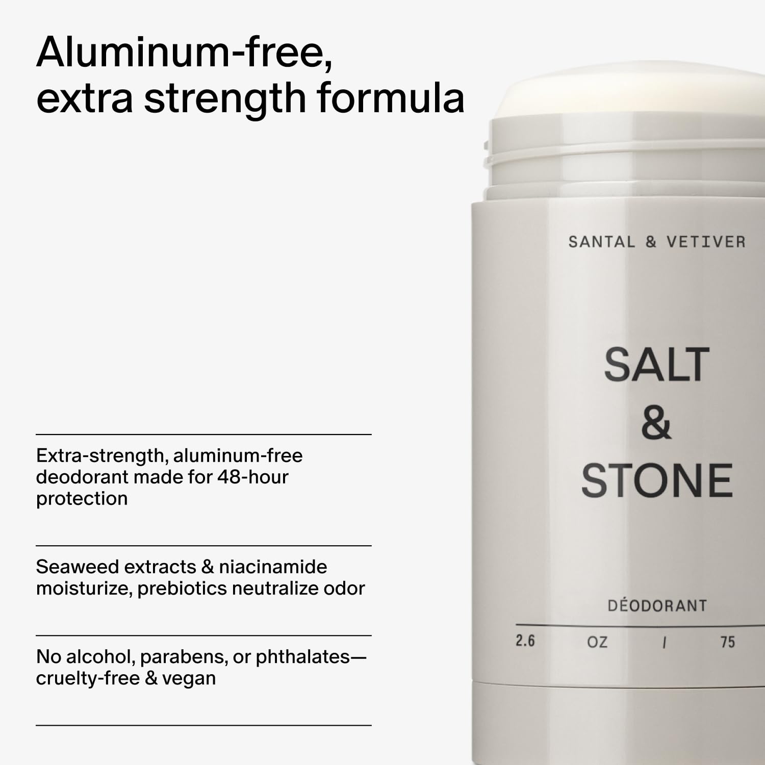 SALT &amp; STONE Desodorante sin aluminio | Protección extra fuerte...