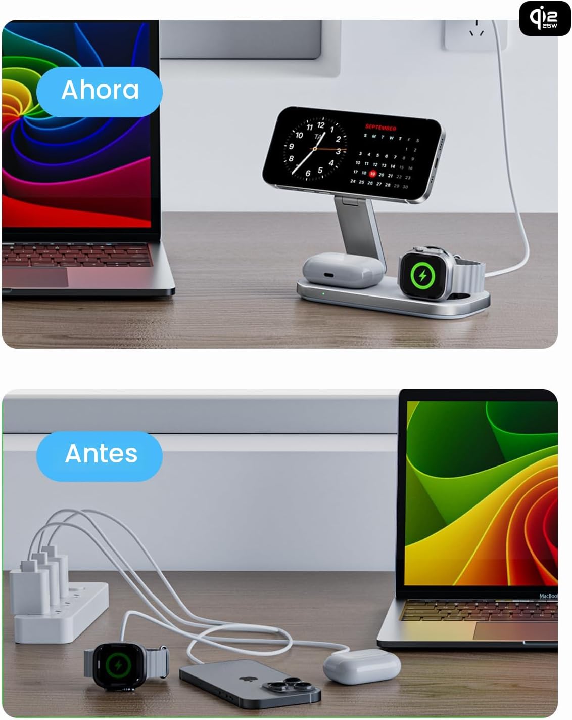 Estación de carga inalámbrica 3 en 1 para dispositivos Apple, sopor...